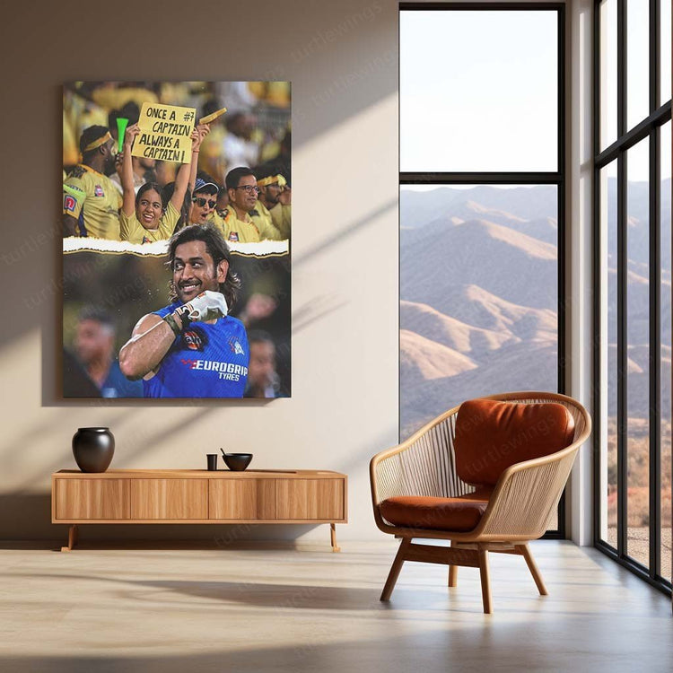 Forever Captain - Dhoni Metal Poster | Cricket Icon Wall Art | HD Print