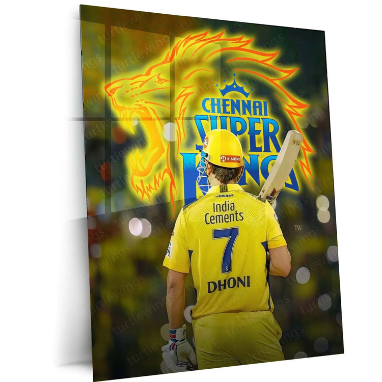 The CSK Legend - Mahendra Singh Dhoni CSK Metal Poster | Cricket Icon Wall Art | HD Print