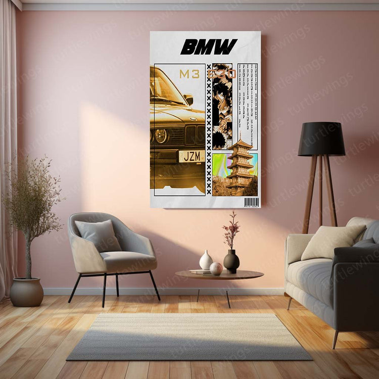 BMW e30 Classic Metal Poster | Iconic Automobile Art | Turtlewings