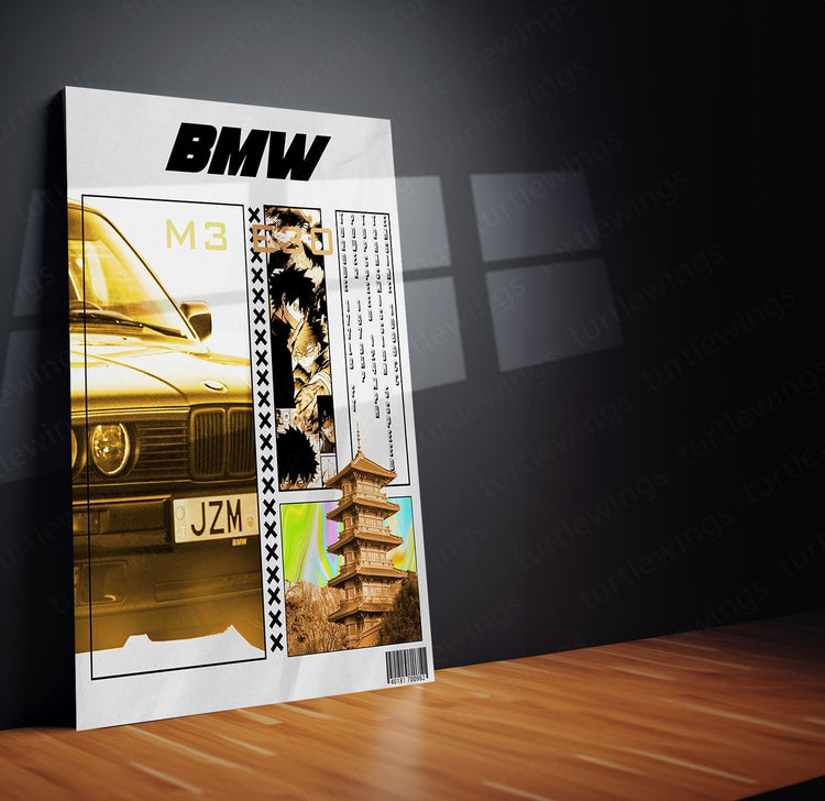 BMW e30 Classic Metal Poster | Iconic Automobile Art | Turtlewings