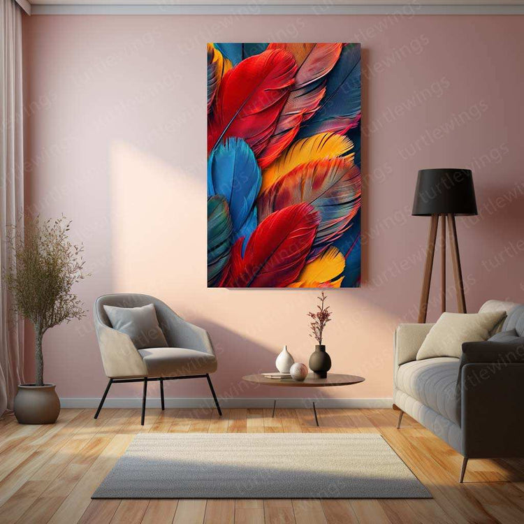 Feathers Abstract Metal Poster – Artistic Abstract Bird Feathers Art | Modern Wall Decor - TURTLEWINGS 