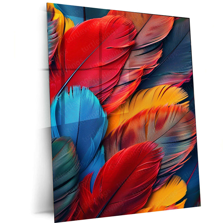 Feathers Abstract Metal Poster – Artistic Abstract Bird Feathers Art | Modern Wall Decor - TURTLEWINGS 