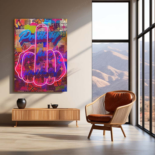 Finger Neon LED Metal Frame - Bold and Futuristic Wall Art