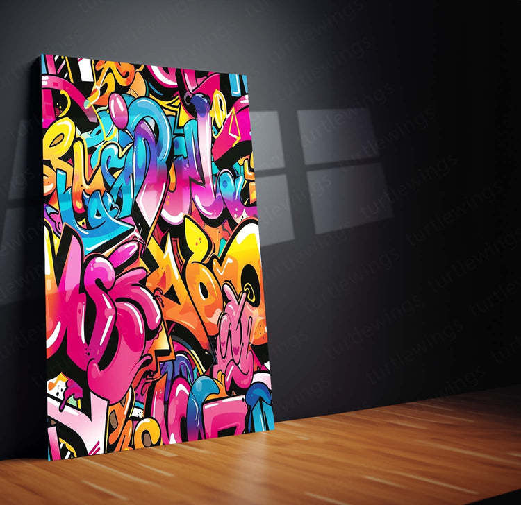 Urban Artistry: Funky Graffiti Metal Poster | Turtlewings Street Art Collection