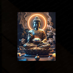 Gautam Buddha Neon LED Metal Poster â Spiritual & Meditative Wall Art