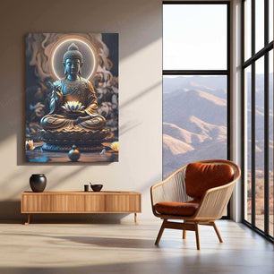 Gautam Buddha Neon LED Metal Poster â Spiritual & Meditative Wall Art - TURTLEWINGS 