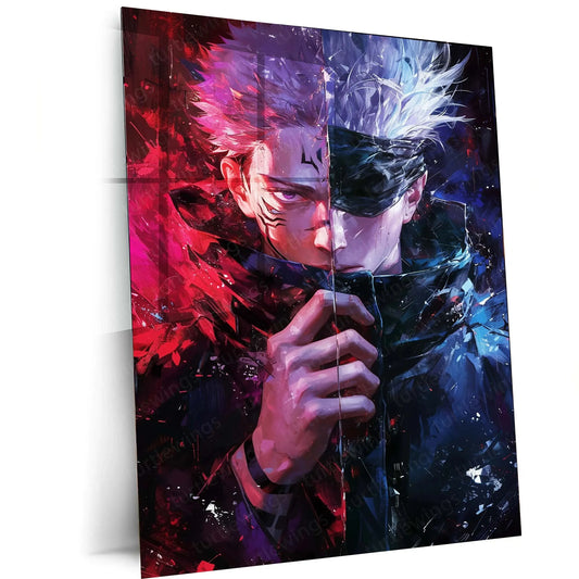 Gojo & Sukuna Hyper-Realistic Metal Poster | Jujutsu Kaisen Wall Art - TURTLEWINGS 