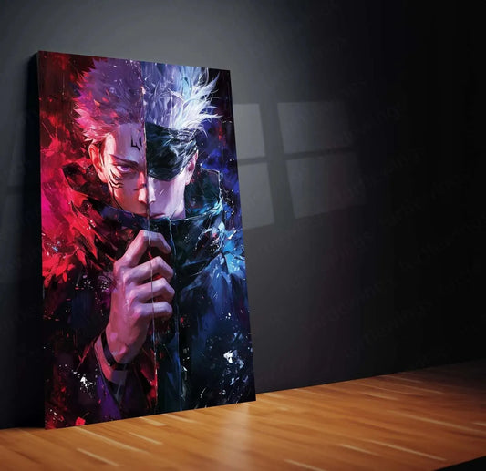 Gojo & Sukuna Hyper-Realistic Metal Poster | Jujutsu Kaisen Wall Art - TURTLEWINGS 