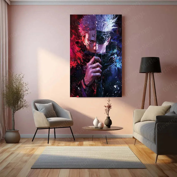 Gojo & Sukuna Hyper-Realistic Metal Poster | Jujutsu Kaisen Wall Art - TURTLEWINGS 