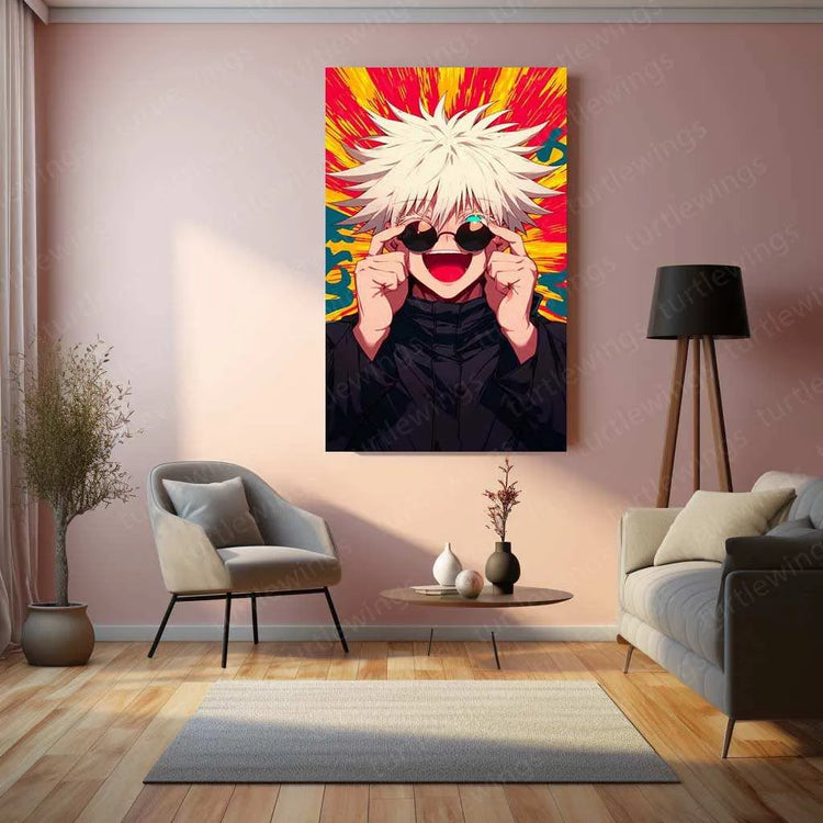 Gojo Satoru Metal Poster – Iconic Jujutsu Kaisen Character Art | Powerful Anime Wall Decor 1 - TURTLEWINGS 