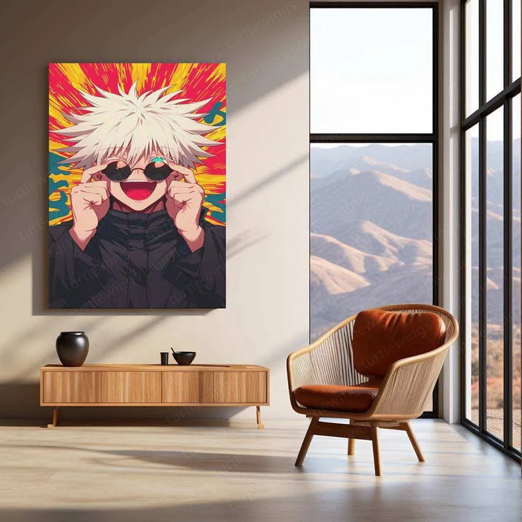 Gojo Satoru Metal Poster – Iconic Jujutsu Kaisen Character Art | Powerful Anime Wall Decor 1 - TURTLEWINGS 