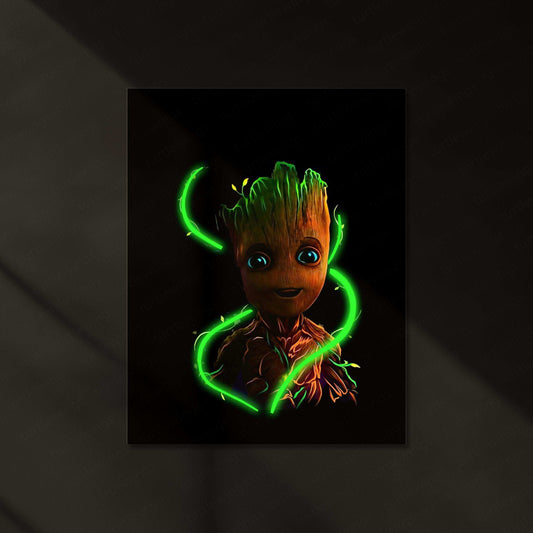 Groot Neon LED Metal Poster â Marvel Guardians of the Galaxy Wall Art