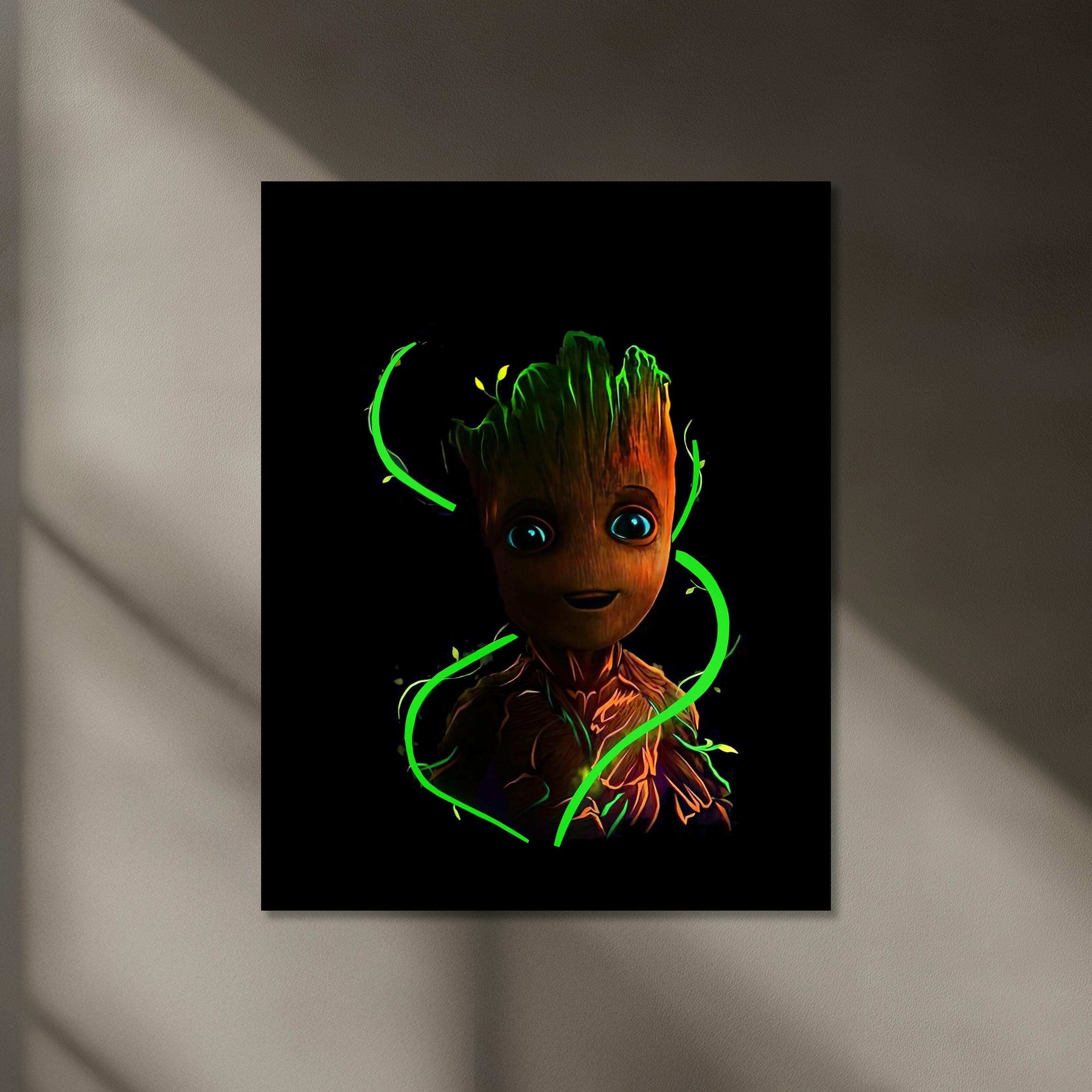 Groot Neon LED Metal Poster â Marvel Guardians of the Galaxy Wall Art - TURTLEWINGS 