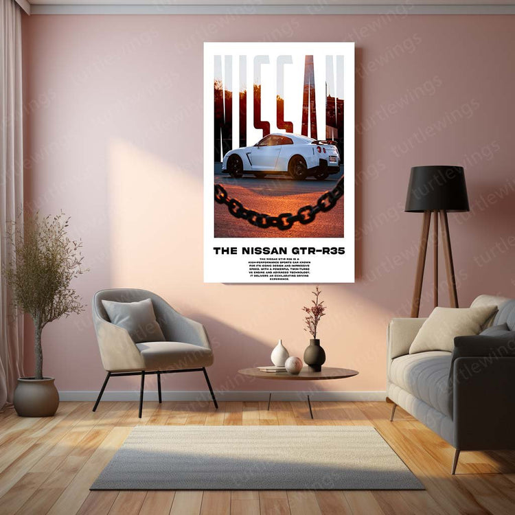 Nissan GTR Supercar Metal Poster | High-Performance Art | Turtlewings Exclusive