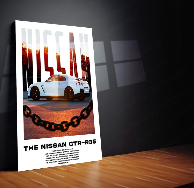 Nissan GTR Supercar Metal Poster | High-Performance Art | Turtlewings Exclusive