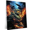 Halo Metal Poster – Epic Sci-Fi Action Art | Legendary Master Chief Wall Decor