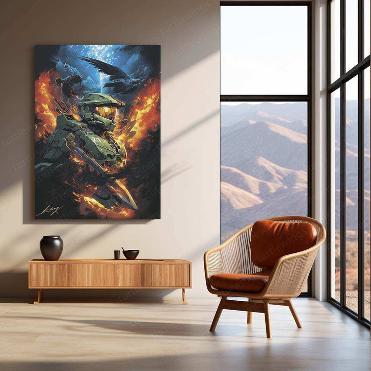 Halo Metal Poster – Epic Sci-Fi Action Art | Legendary Master Chief Wall Decor - TURTLEWINGS 