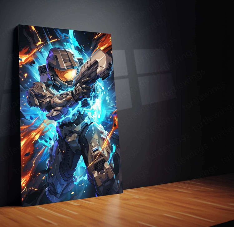 Halo Metal Poster – Epic Sci-Fi Action Art | Legendary Master Chief Wall Decor 2 - TURTLEWINGS 