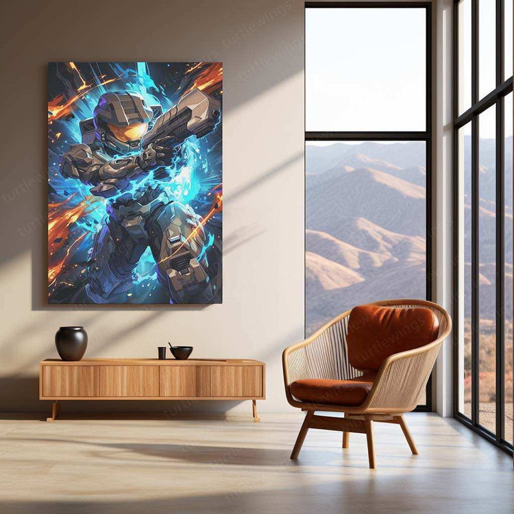 Halo Metal Poster – Epic Sci-Fi Action Art | Legendary Master Chief Wall Decor 2 - TURTLEWINGS 