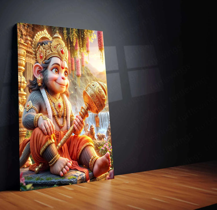 Hanuman Metal Poster – Divine Strength & Devotion Wall Art | Bajrangbali Spiritual Decor 5 - TURTLEWINGS 