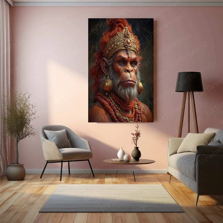 Hanuman Metal Poster – Divine Strength & Devotion Wall Art | Bajrangbali Spiritual Decor 6 - TURTLEWINGS 