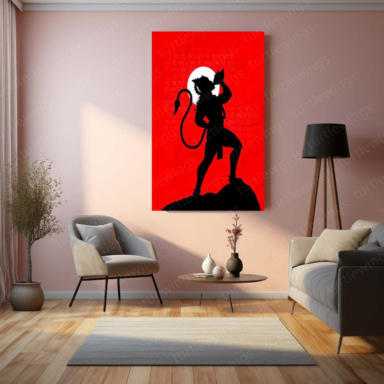 Hanuman Ji Shadow Metal Poster | Divine Art | High-Quality Metal Print