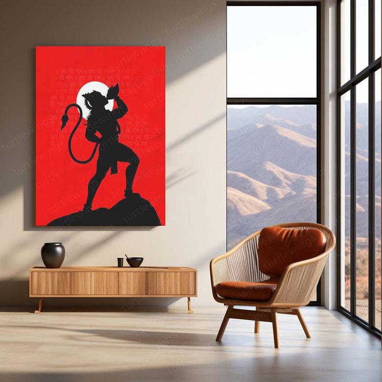 Hanuman Ji Shadow Metal Poster | Divine Art | High-Quality Metal Print