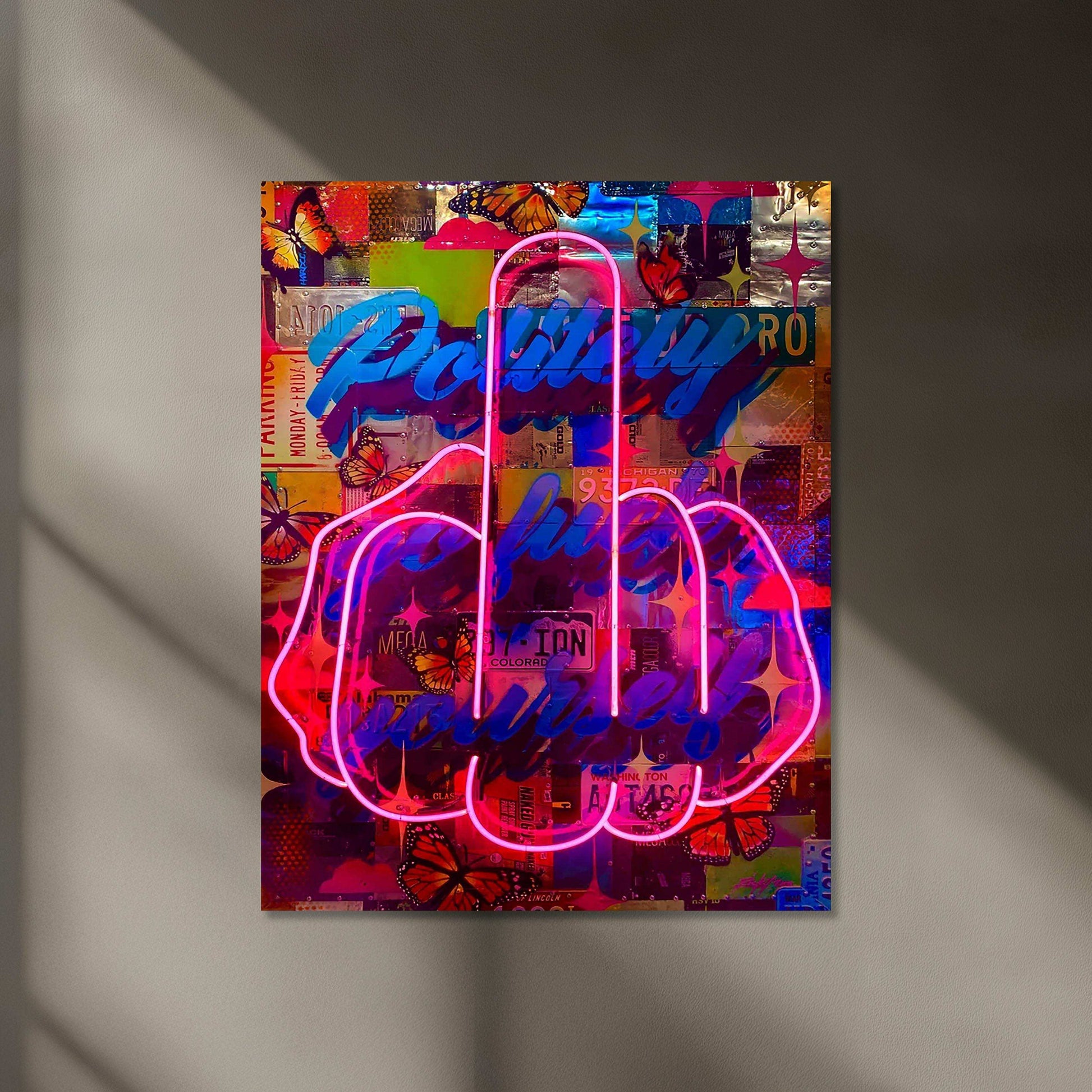 Finger Neon LED Metal Frame - Bold and Futuristic Wall Art - TURTLEWINGS 