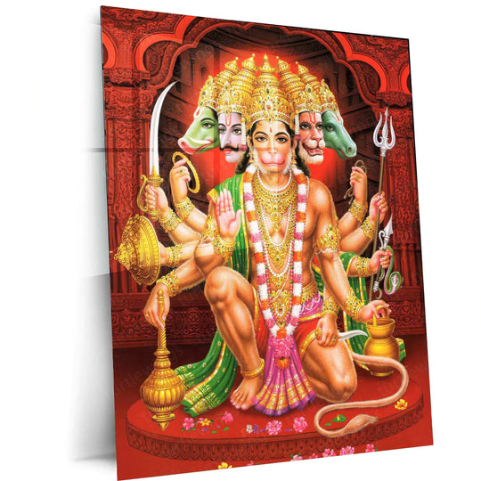 Hanuman Metal Poster – Divine Strength & Devotion Wall Art | Bajrangbali Spiritual Decor 9 - TURTLEWINGS 