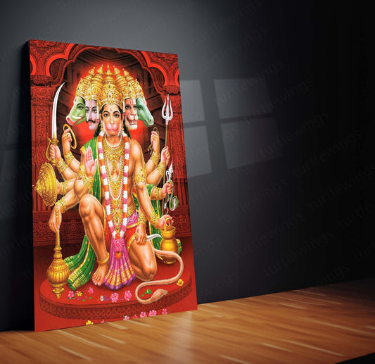 Turtlewings | Panchamukhi Hanuman Metal Print | Divine Wall Art | Spiritual Décor