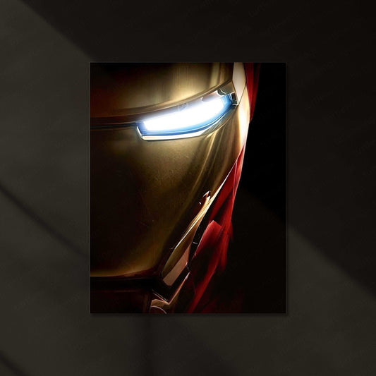 Iron Man Helmet Neon LED Metal Poster – Iconic Marvel Superhero Wall Art