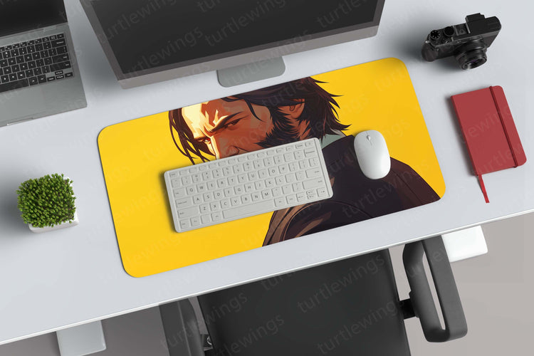 John Wick Yellow Aesthetic Minimal Deskmat | Sleek Action Movie Vibe