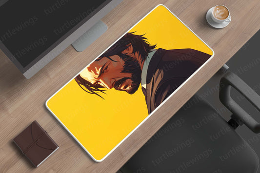 John Wick Yellow Aesthetic Minimal Deskmat | Sleek Action Movie Vibe