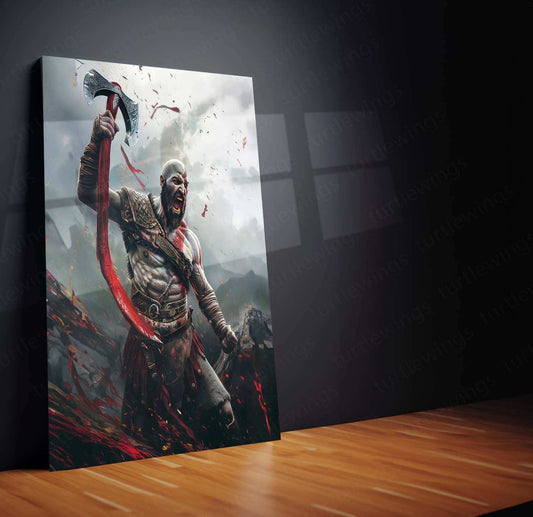 Kratos – God of War Metal Poster | Powerful Warrior Wall Art - TURTLEWINGS 