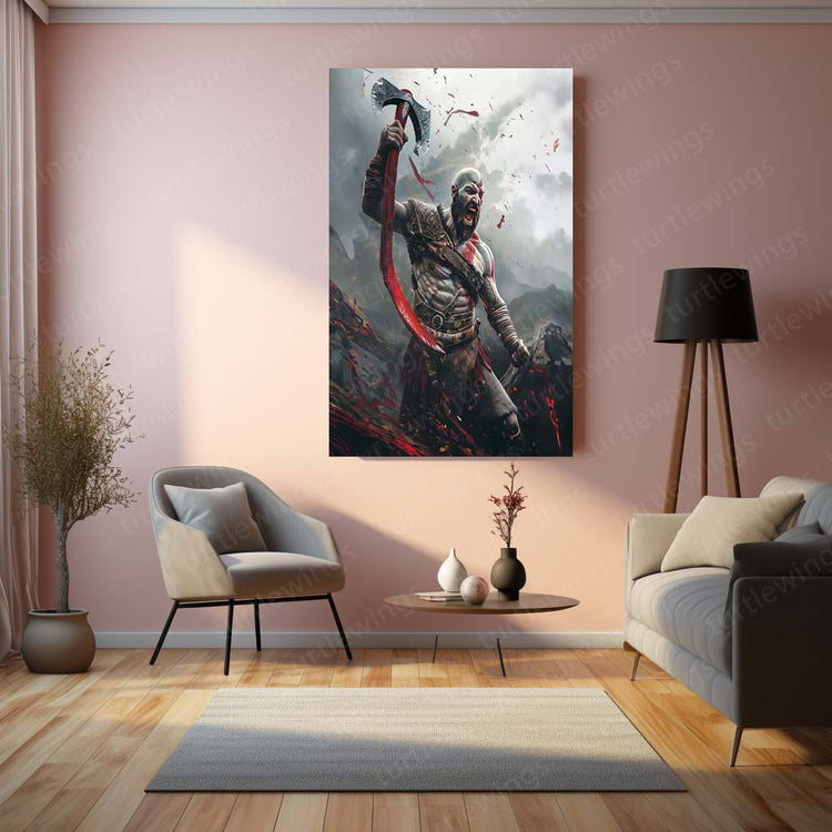 Kratos God of War Metal Poster | Iconic Video Game Character | HD Print