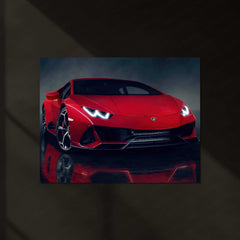 Lamborghini HuracÃ¡n "The Red Beast" Neon LED Metal Poster