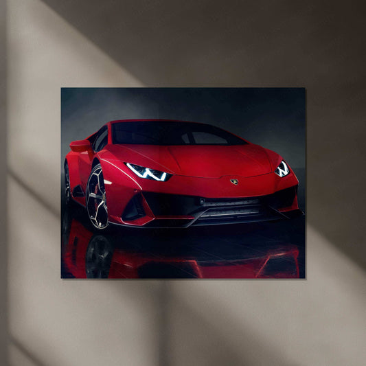 Lamborghini HuracÃ¡n "The Red Beast" Neon LED Metal Poster - TURTLEWINGS 