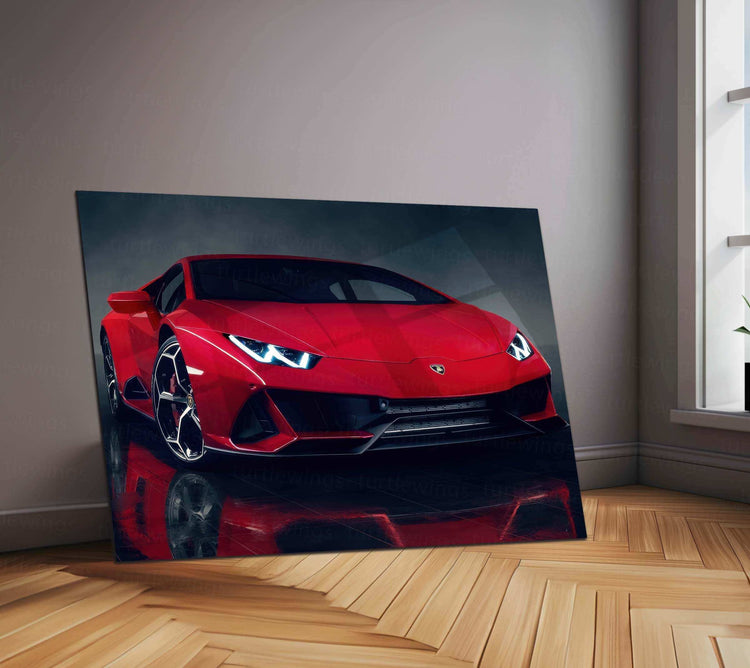 Lamborghini HuracÃ¡n "The Red Beast" Neon LED Metal Poster - TURTLEWINGS 