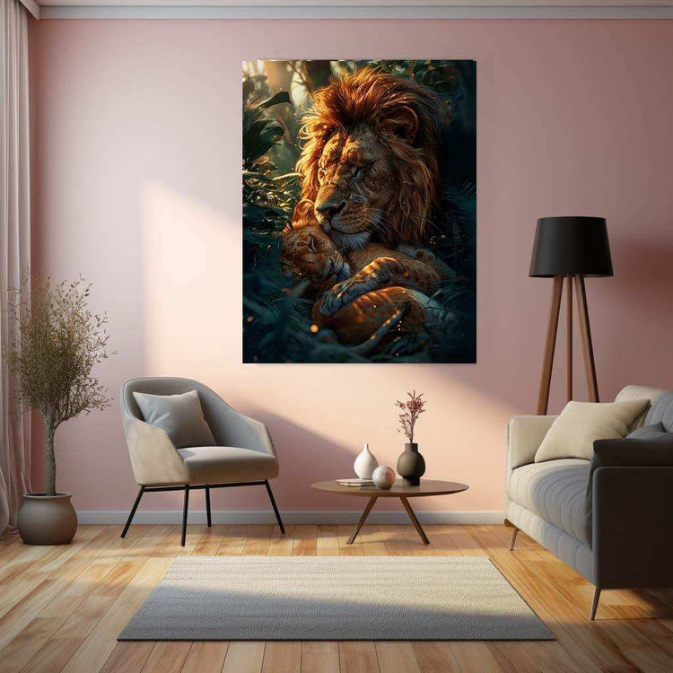 Lion and Cub Metal Poster - TURTLEWINGS 