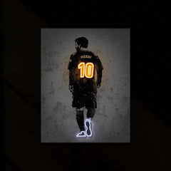 Lionel Messi Neon LED Metal Frame â Soccer Legend Wall Art