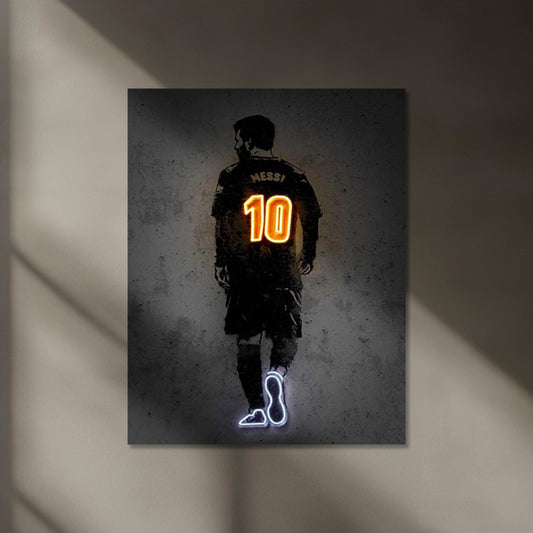 Lionel Messi Neon LED Metal Frame â Soccer Legend Wall Art - TURTLEWINGS 