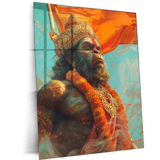 Lord Hanuman Metal Poster – Powerful Hindu God Art | Divine Strength Wall Decor - TURTLEWINGS 