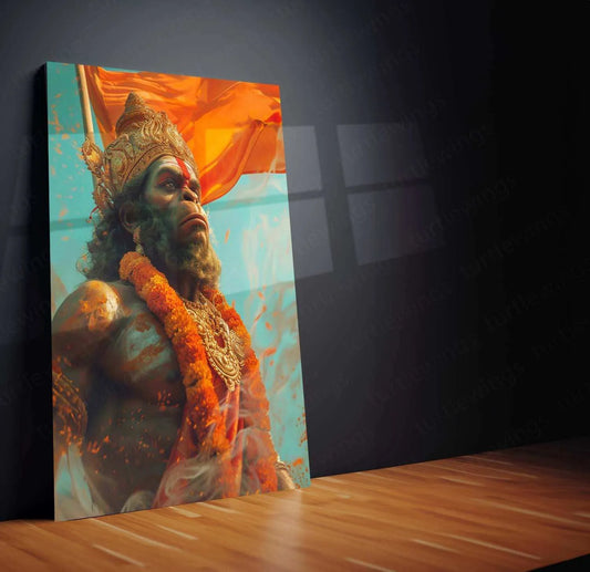 Lord Hanuman Metal Poster – Powerful Hindu God Art | Divine Strength Wall Decor - TURTLEWINGS 