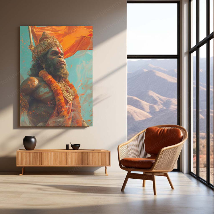 Lord Hanuman Metal Poster | Devotional Wall Art | HD Print