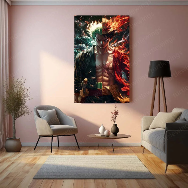 Luffy & Zoro Metal Poster | One Piece Anime Wall Art | Straw Hat Duo Decor - TURTLEWINGS 