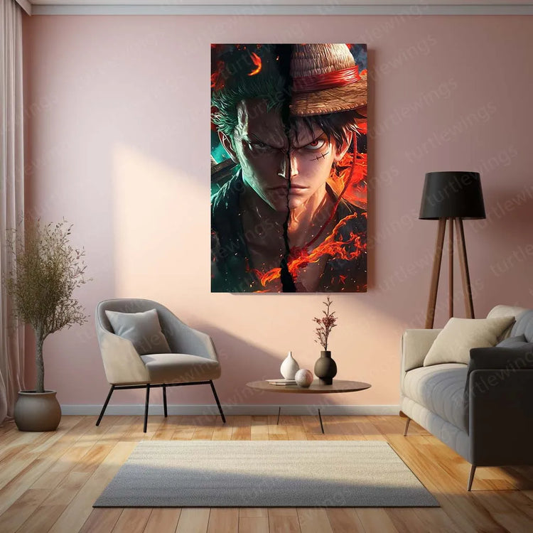 Luffy & Zoro Metal Poster | One Piece Anime Wall Art | Straw Hat Duo Decor 2 - TURTLEWINGS 