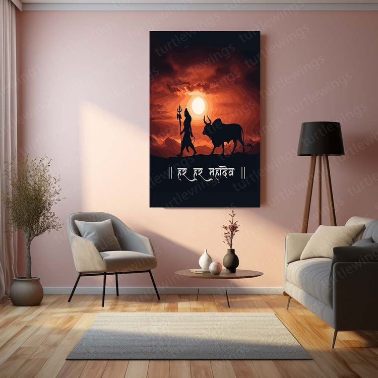 Har Har Mahadev Spiritual Metal Poster | Divine Art | Turtlewings Exclusive