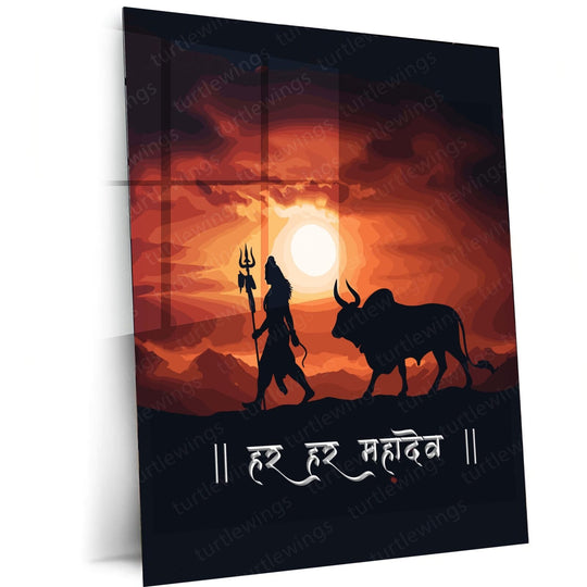 Har Har Mahadev Spiritual Metal Poster | Divine Art | Turtlewings Exclusive