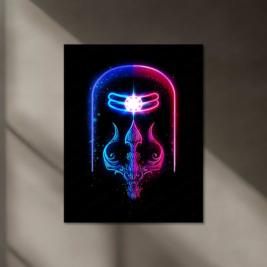 Mahadev Shiva Linga Neon LED Metal Poster - TURTLEWINGS 