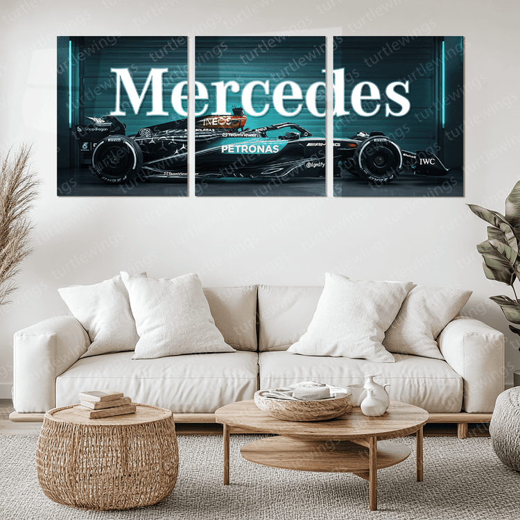 Mercedes F1 Split Metal Poster – Excellence in Speed and Precision